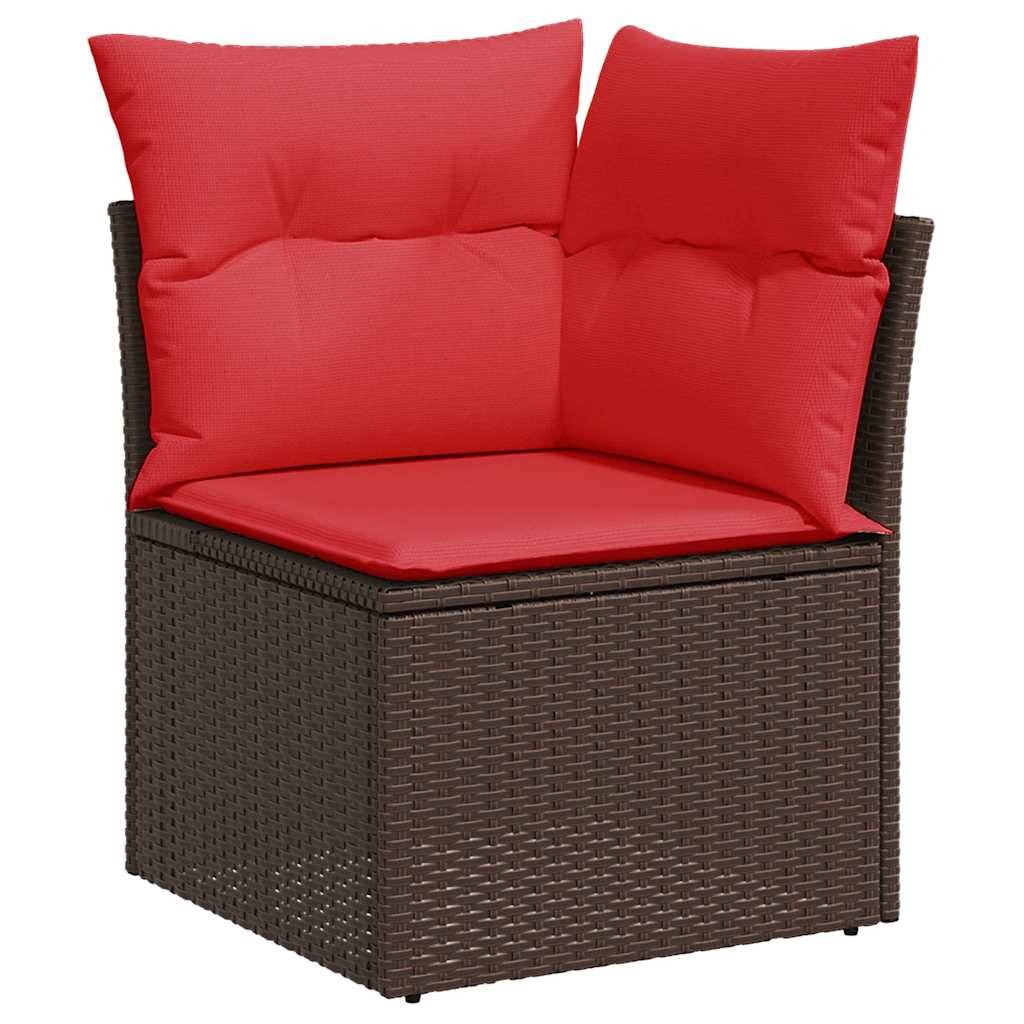 vidaXL 9-tlg. Garten-Sofagarnitur mit Kissen Grau Poly Rattan Akazie