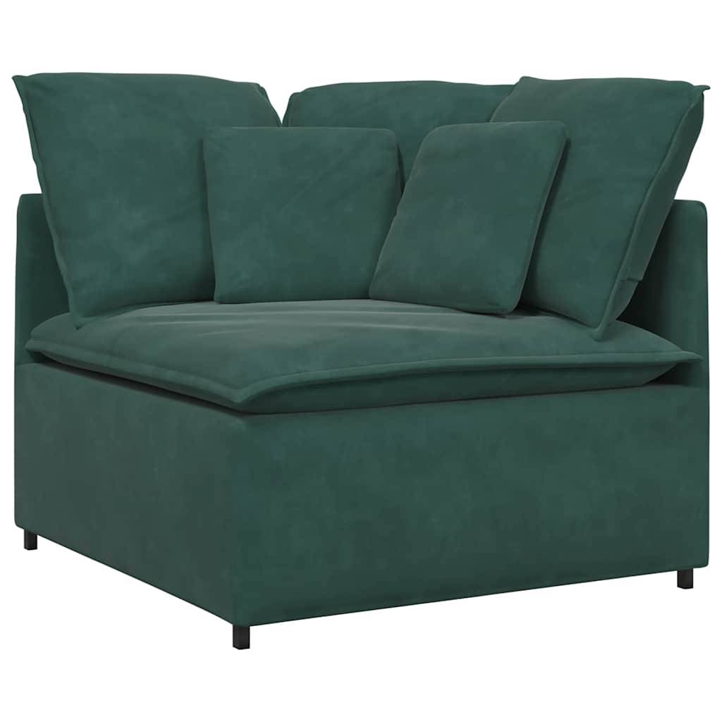 vidaXL Modulares Sofa mit Kissen Samt Dunkelgrün