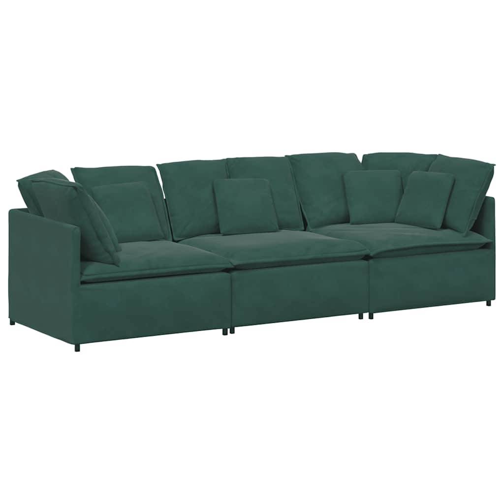 vidaXL Modulares Sofa mit Kissen Samt Dunkelgrün