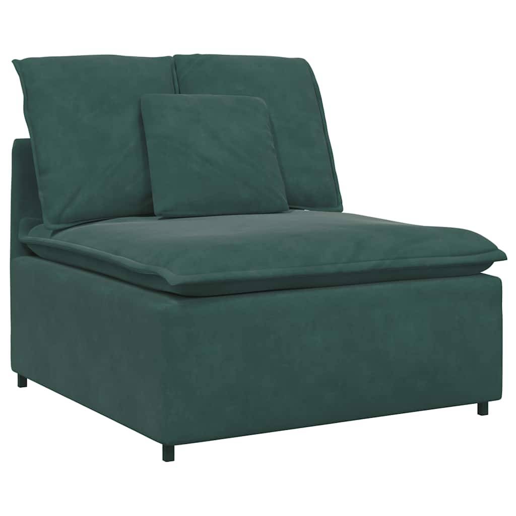 vidaXL Modulares Sofa mit Kissen Samt Dunkelgrün