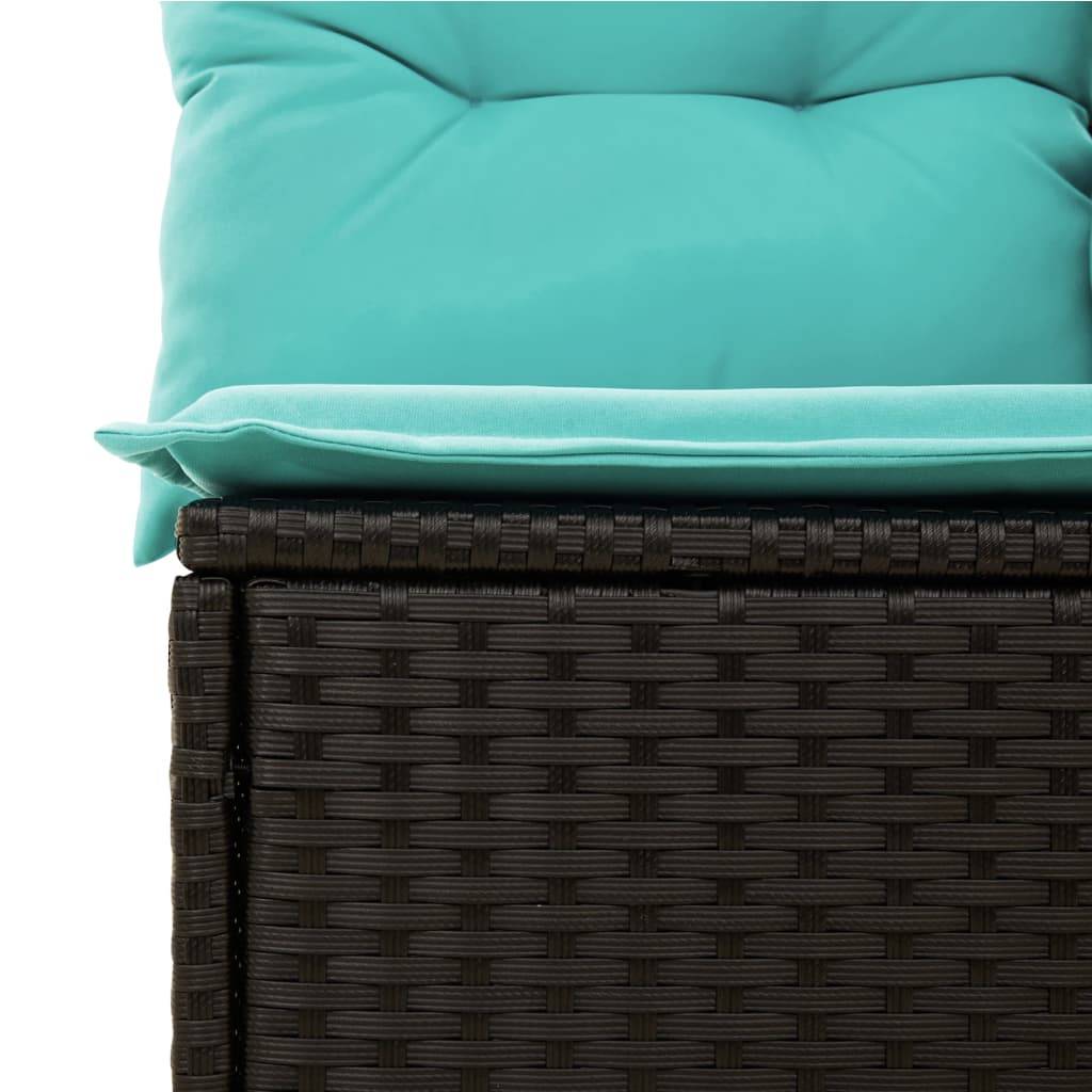 vidaXL 14-tlg. Garten-Sofagarnitur mit Kissen Schwarz Poly Rattan