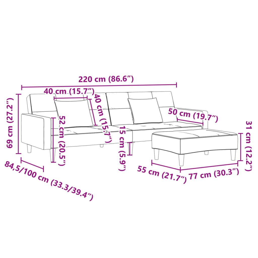 vidaXL Schlafsofa 2-Sitzer mit Fußhocker Gelb Samt