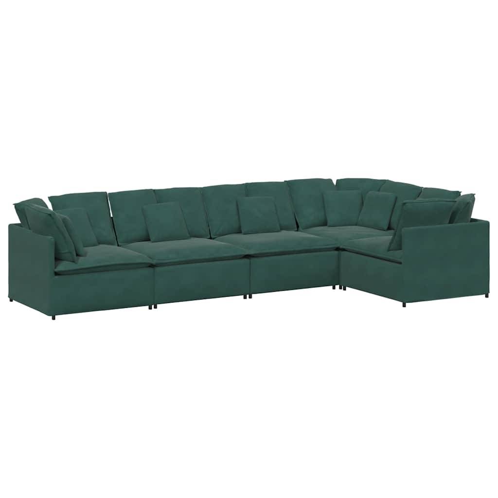 vidaXL Modulares Sofa mit Kissen Samt Dunkelgrün