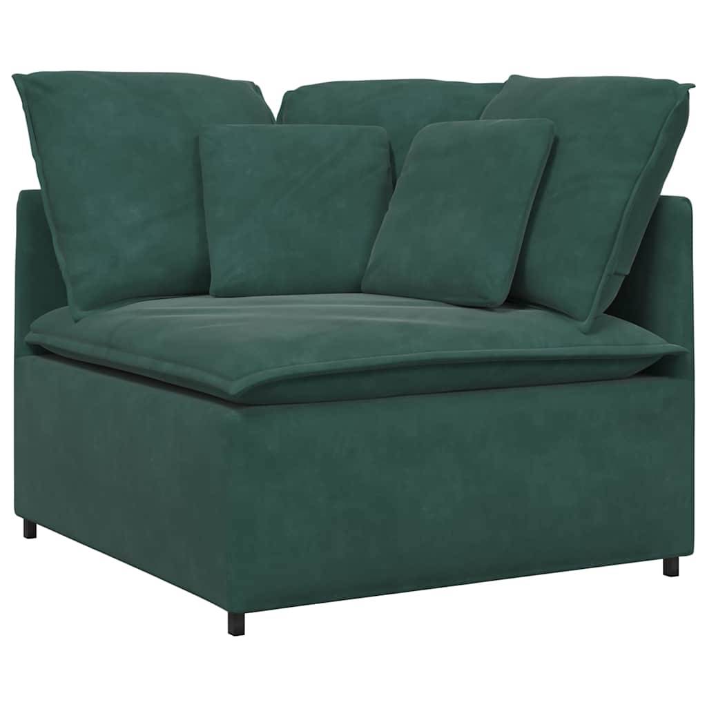 vidaXL Modulares Sofa mit Kissen Samt Dunkelgrün