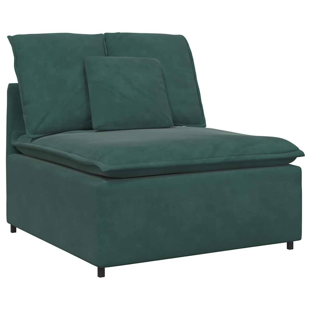 vidaXL Modulares Sofa mit Kissen Samt Dunkelgrün