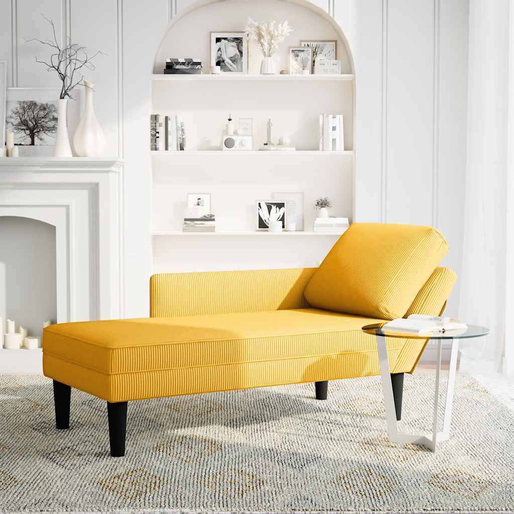 vidaXL Chaiselongue mit Kissen Hellgelb Cordstoff