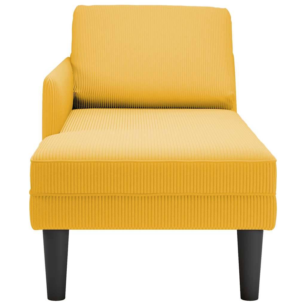 vidaXL Chaiselongue mit Kissen Hellgelb Cordstoff