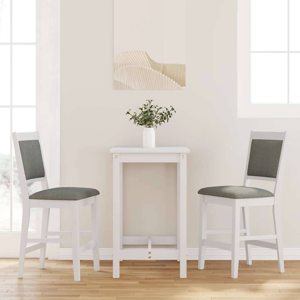 vidaXL Barhocker mit Kissen 2 Stk. Weiß Massivholz Gummibaum