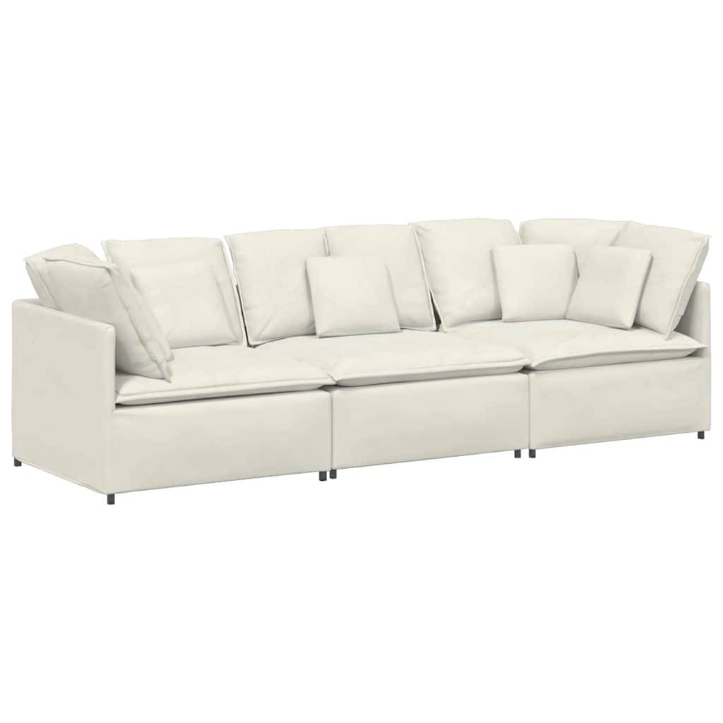 vidaXL Modulares Sofa mit Kissen Samt Cream