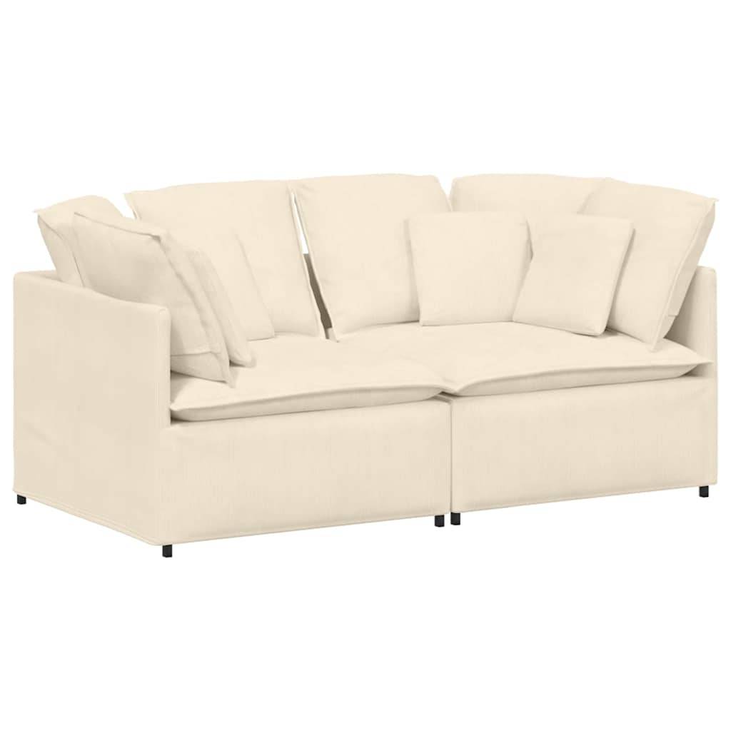 vidaXL Modulares Sofa mit Kissen Cordstoff Creme