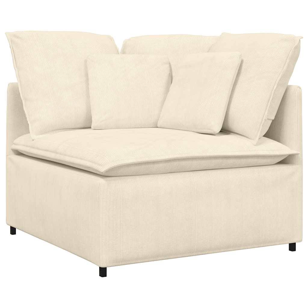 vidaXL Modulares Sofa mit Kissen Cordstoff Creme