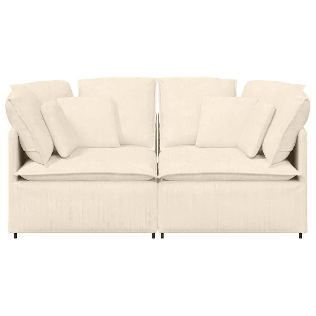 vidaXL Modulares Sofa mit Kissen Cordstoff Creme