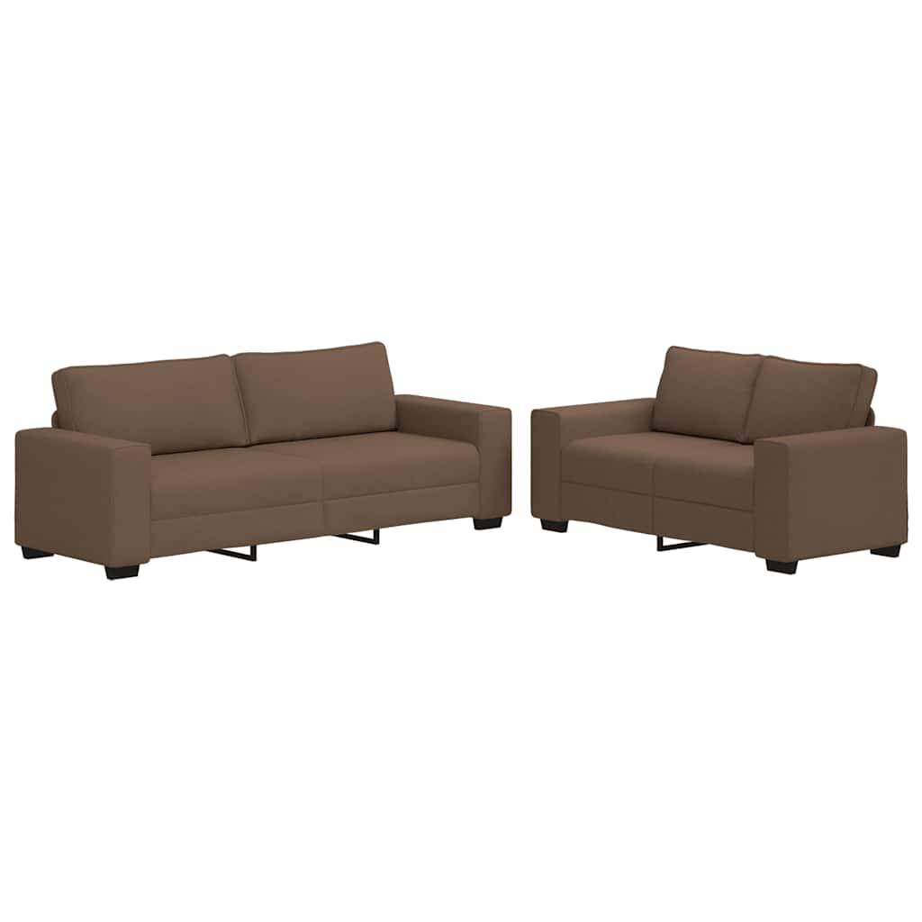 vidaXL 2-tlg. Sofagarnitur mit Kissen Braun Stoff