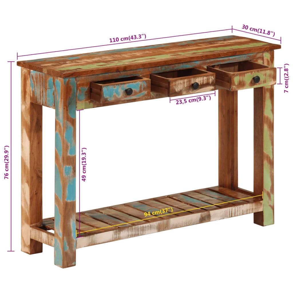 vidaXL Konsolentisch 110x30x76 cm Altholz Massiv