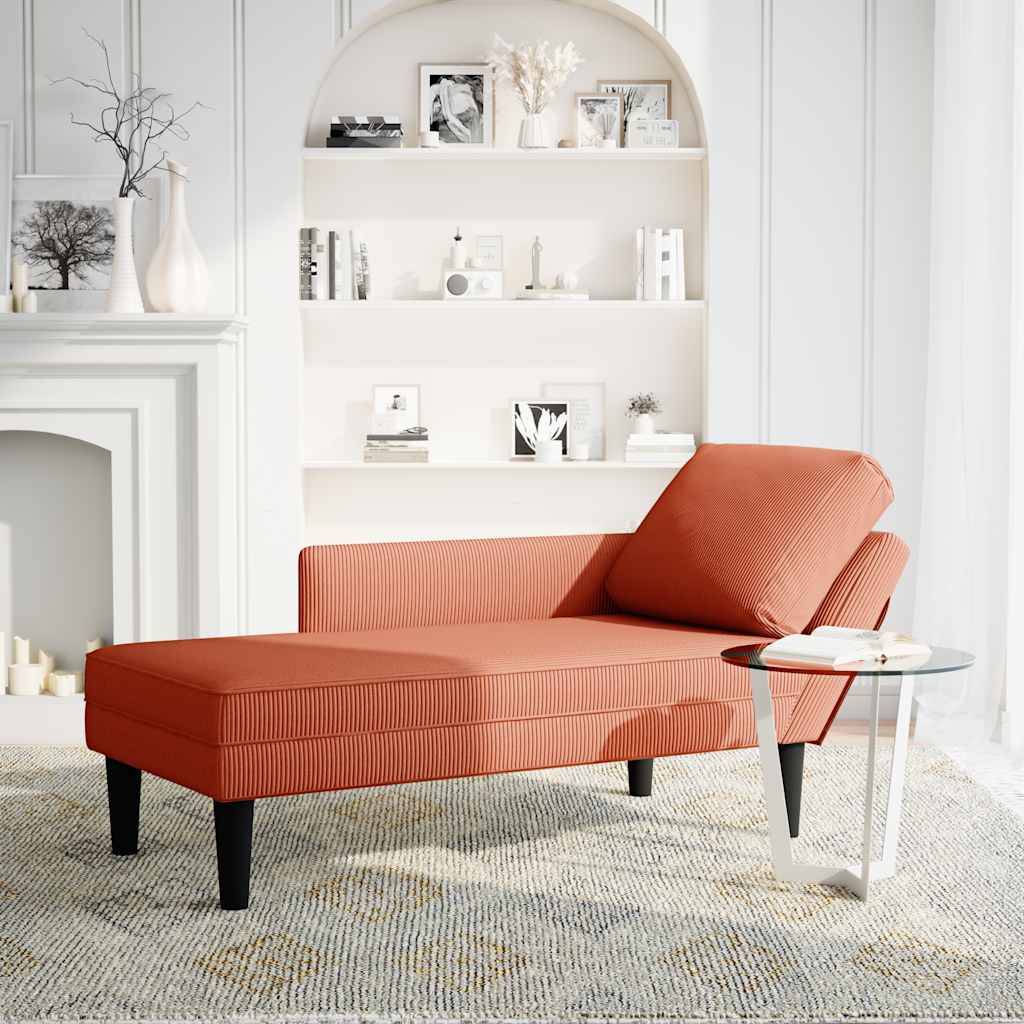 vidaXL Chaiselongue mit Kissen Rot-orange Cordstoff