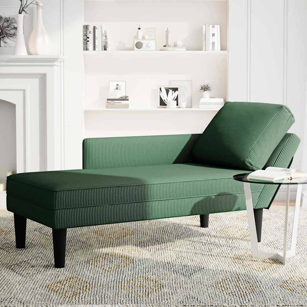 vidaXL Chaiselongue mit Kissen Dunkelgrün Cordstoff