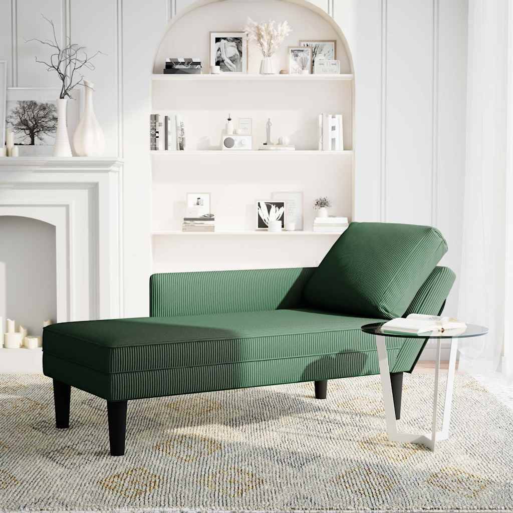 vidaXL Chaiselongue mit Kissen Dunkelgrün Cordstoff