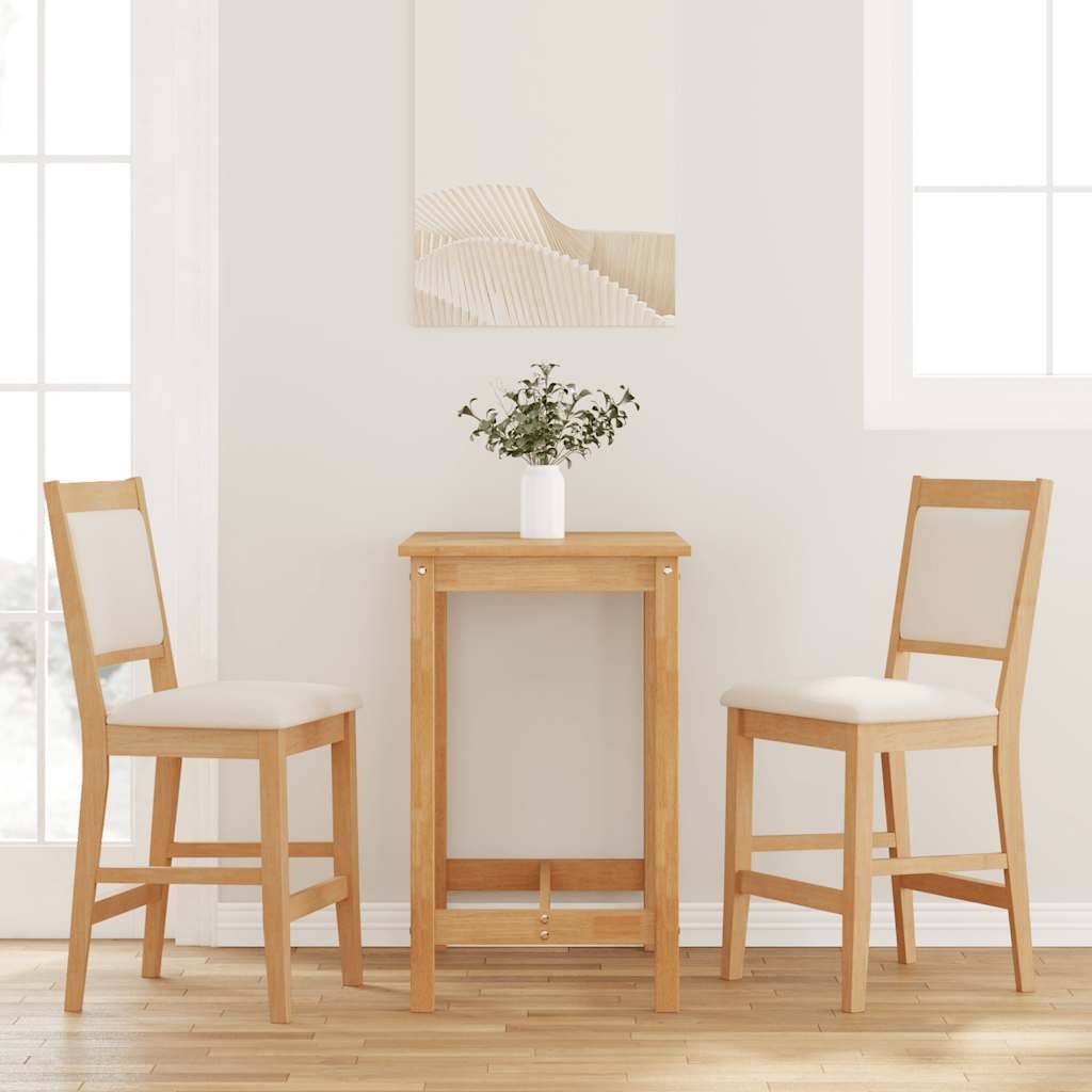 vidaXL Barhocker mit Kissen 2 Stk. Natur Massivholz Gummibaum