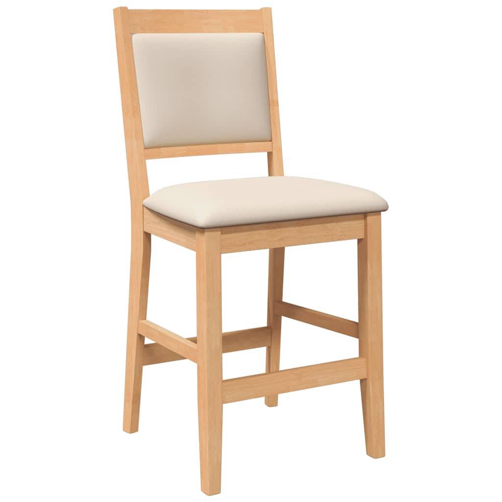vidaXL Barhocker mit Kissen 2 Stk. Natur Massivholz Gummibaum