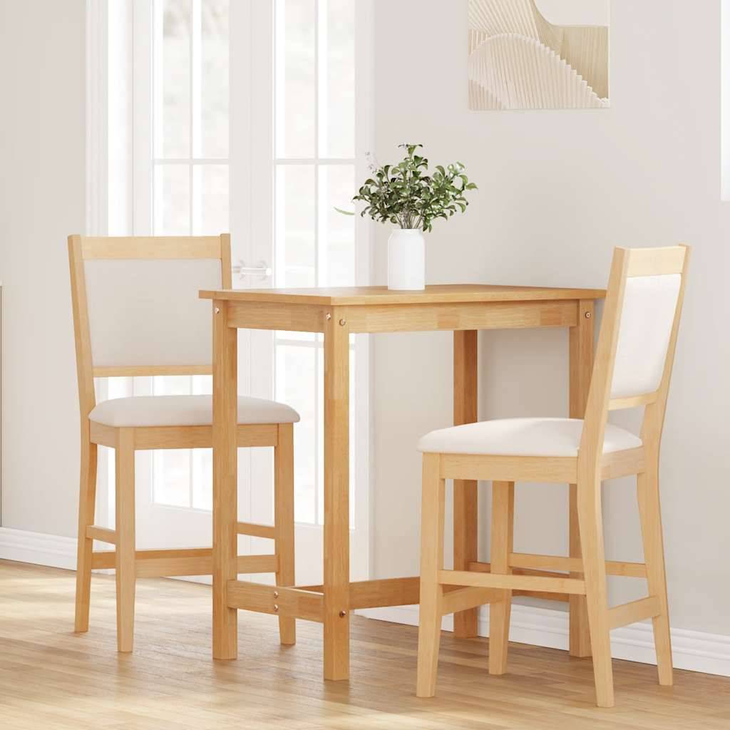 vidaXL Barhocker mit Kissen 2 Stk. Natur Massivholz Gummibaum
