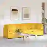 vidaXL Modulares Sofa mit Kissen Cordstoff Hellgelb vidaXL Modulares Sofa mit Kissen Cordstoff Hellgelb