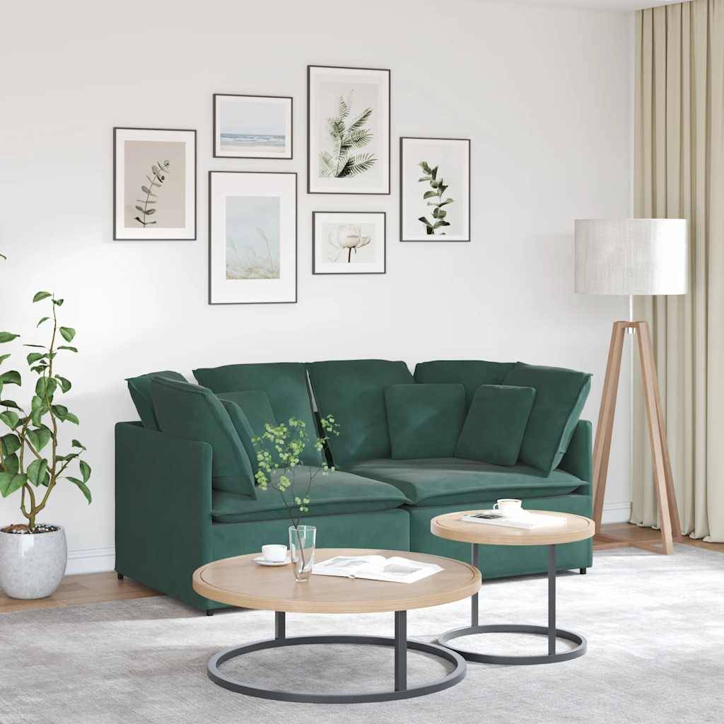 vidaXL Modulares Sofa mit Kissen Samt Dunkelgrün