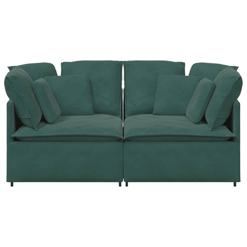 vidaXL Modulares Sofa mit Kissen Samt Dunkelgrün