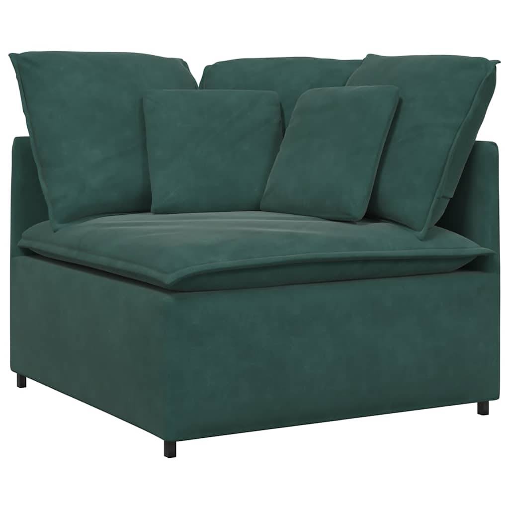 vidaXL Modulares Sofa mit Kissen Samt Dunkelgrün
