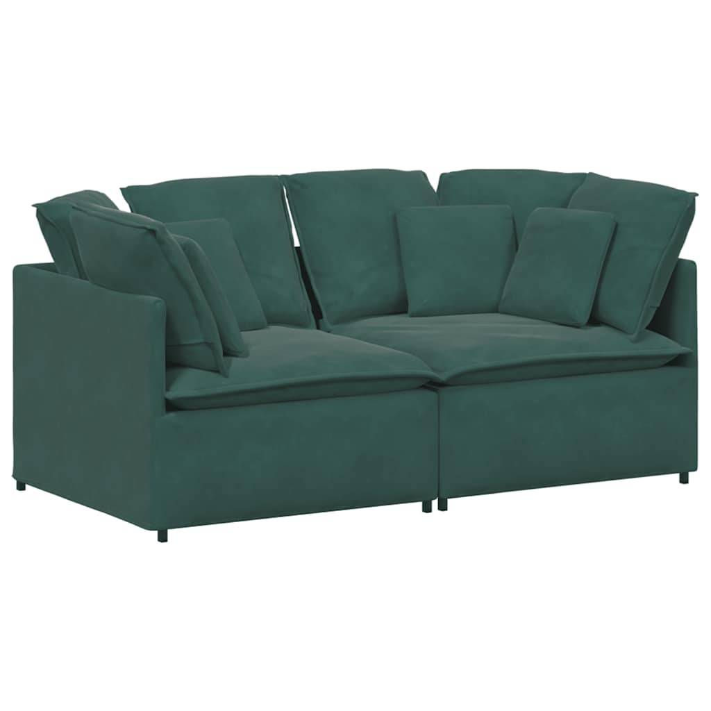 vidaXL Modulares Sofa mit Kissen Samt Dunkelgrün
