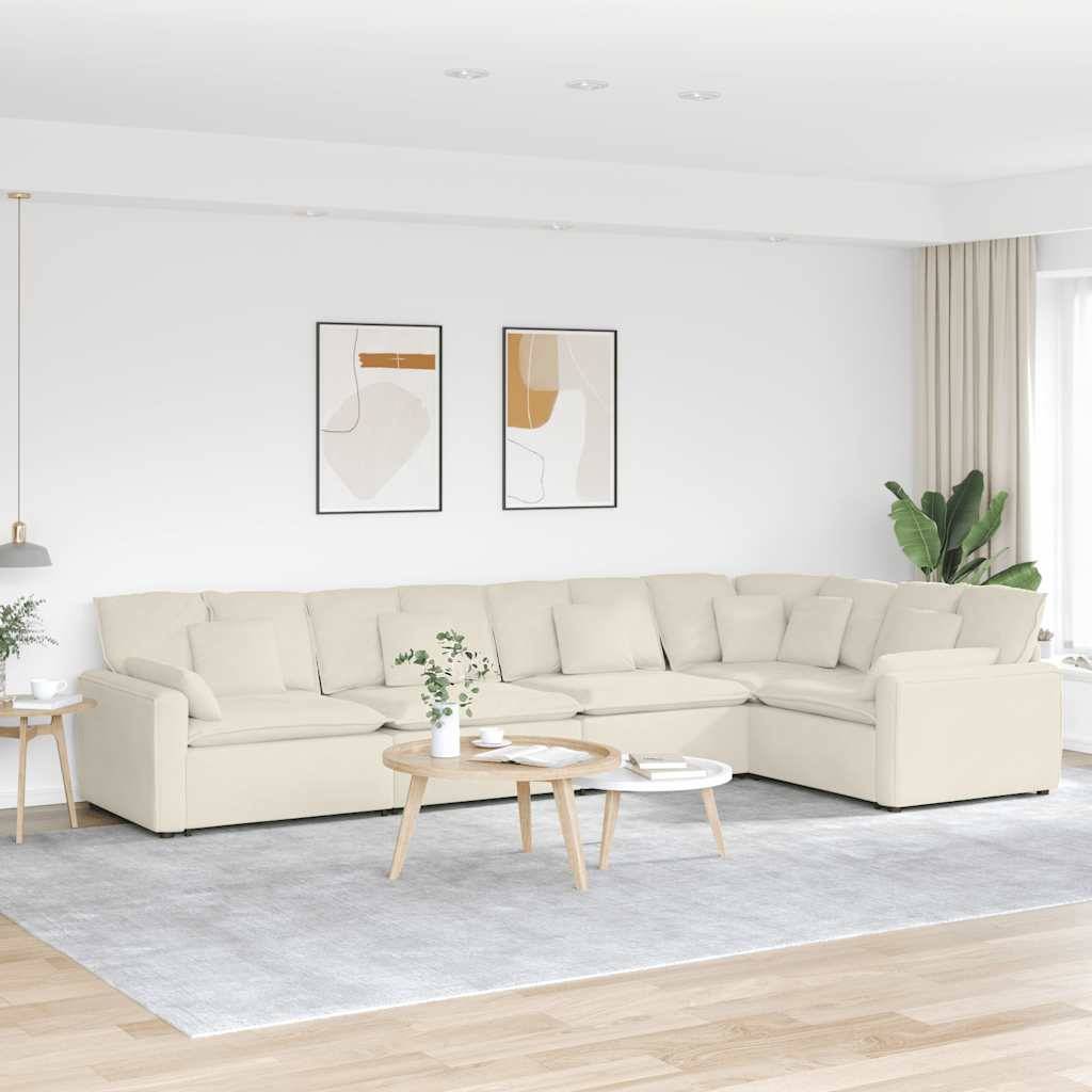 vidaXL Modulares Sofa mit Kissen Samt Cream