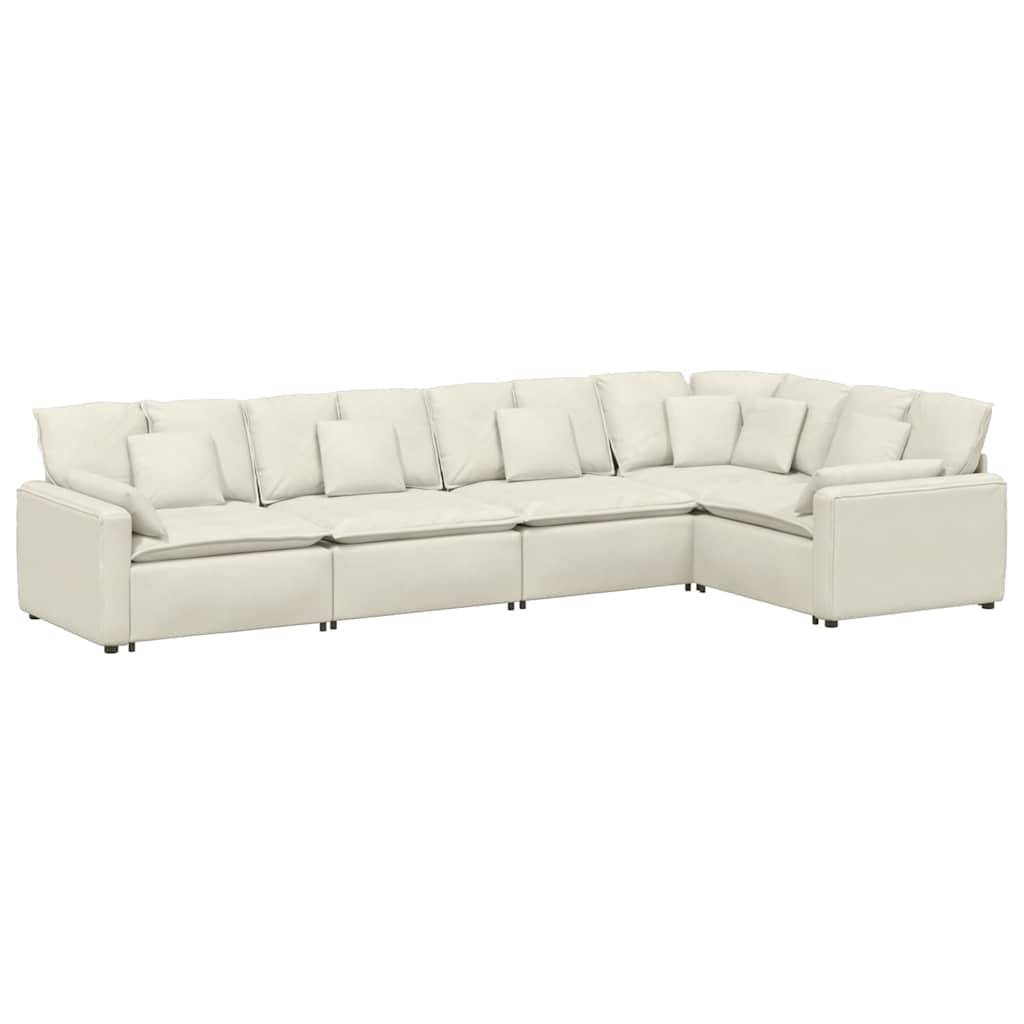 vidaXL Modulares Sofa mit Kissen Samt Cream