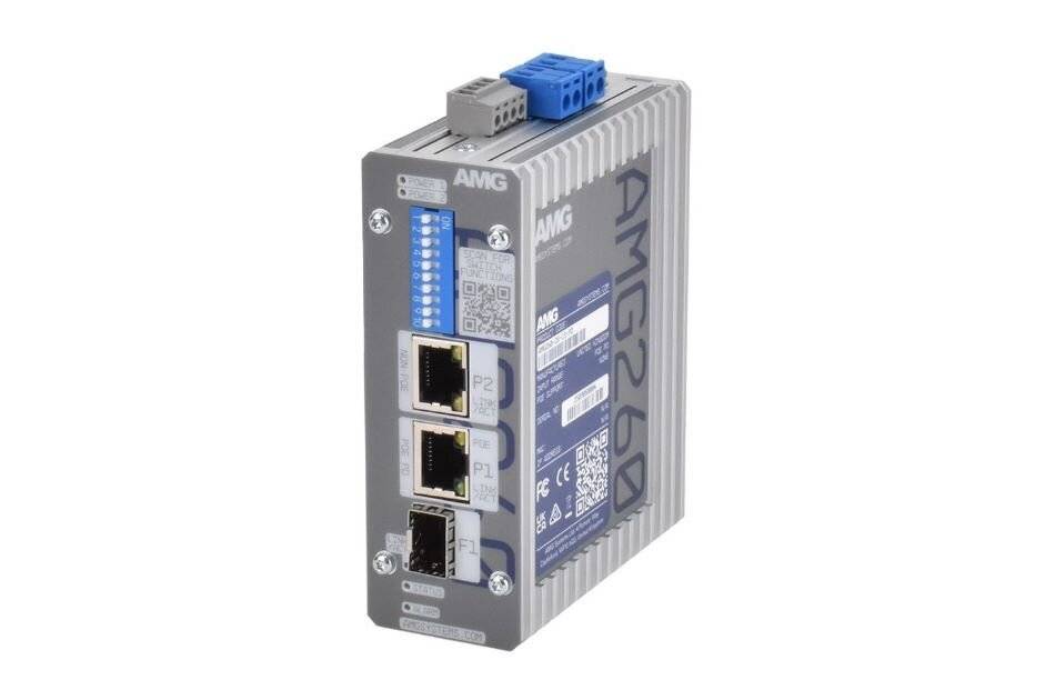 AMG Systems AMG260-2G-1S-PD, Industrieller PoE Medienkonverter, 2 x 10/100/1000BT RJ45 , 1 x 100/1000FX SFP Slot, ohne