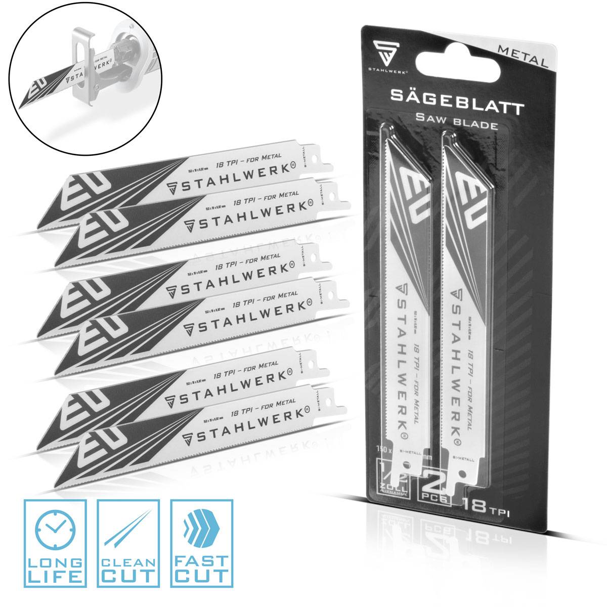 STAHLWERK Metall-Sägeblatt 6er Set 150 x 19 x 0,92 mm für 1/2 Zoll Aufnahme
