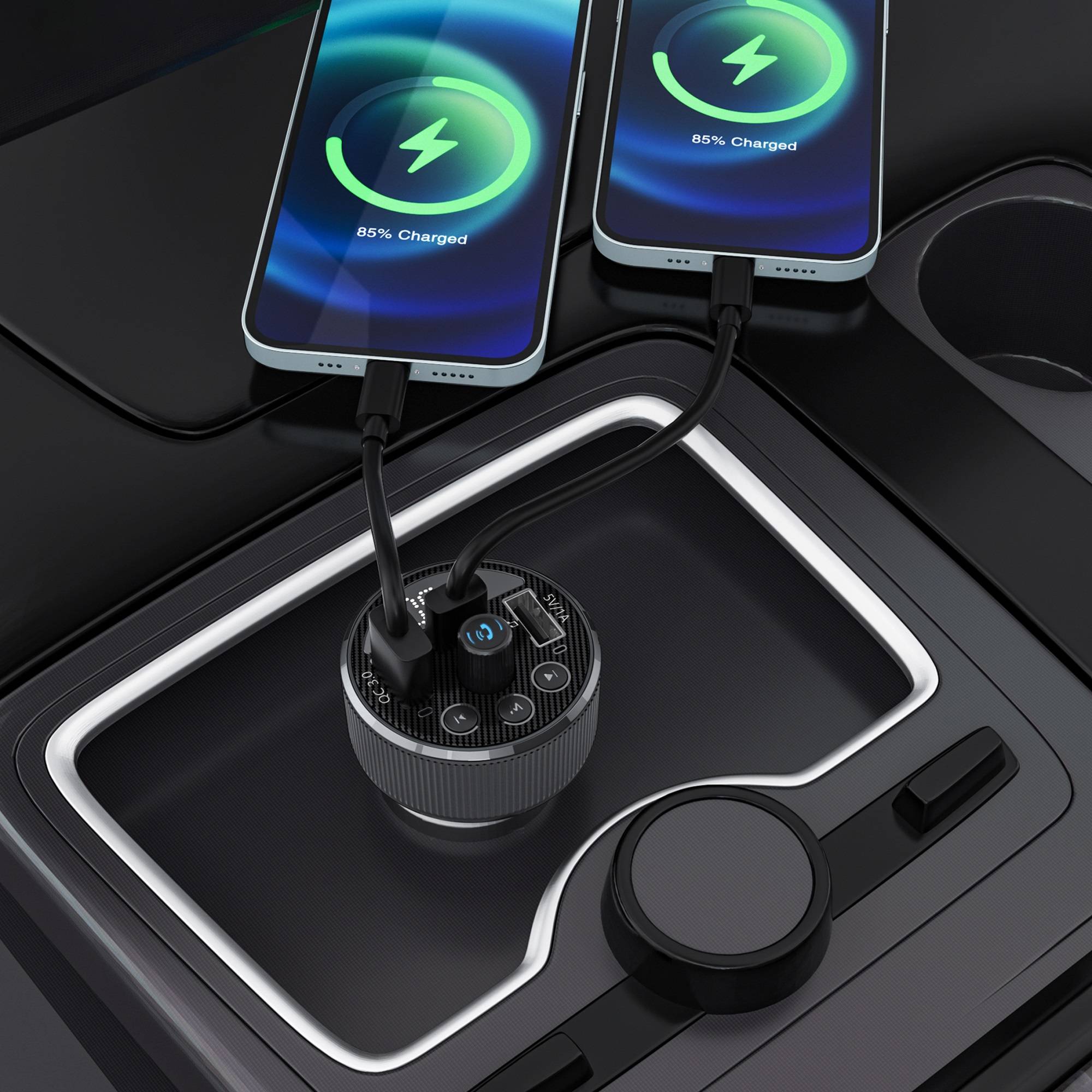 XLayer Kfz-Ladegerät 30W mit FM Transmitter schwarz