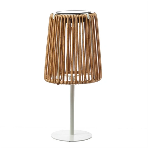 LED Solar Tischleuchte mit Kunststoffseil Korboptik Rattan Solarleuchte H: 19cm LED Solar Tischleuchte mit Kunststoffseil Korboptik Rattan Solarleuchte H: 19cm