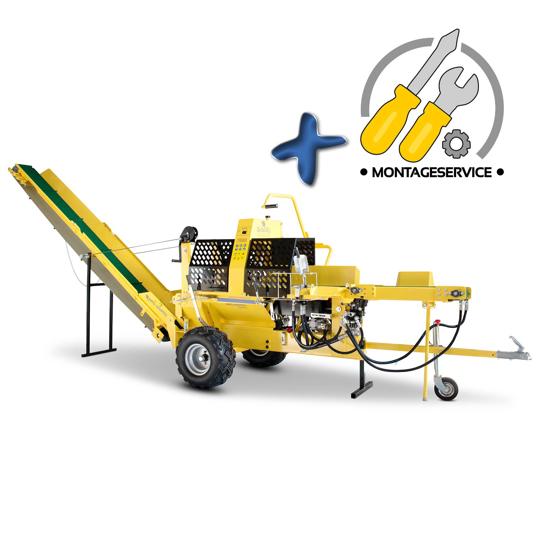 BAMATO 20 to Sägespaltautomat WPO-400PRO mit Förderband &amp Montageservice