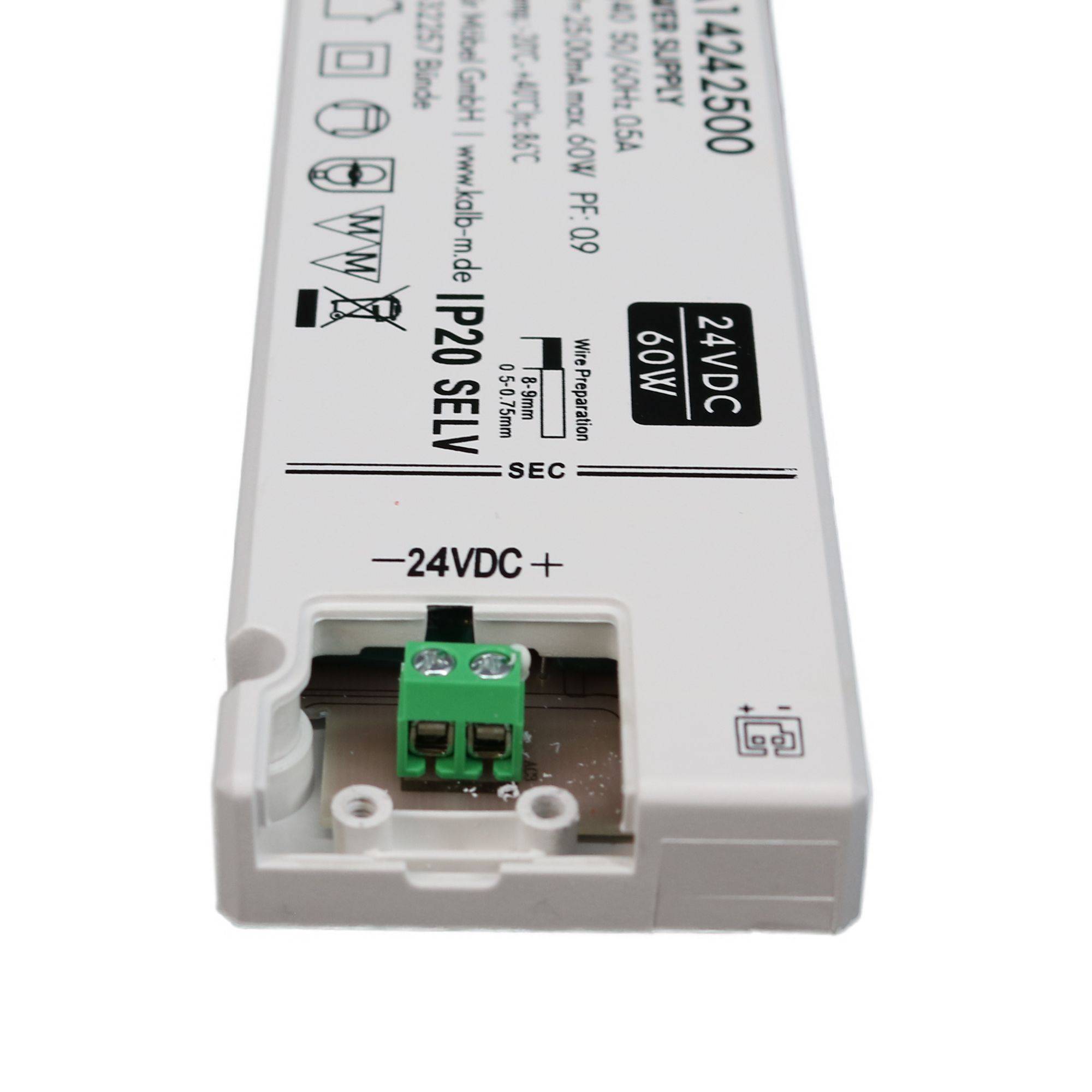 kalb | LED-Netzteil 24V DC Velion, TÜV-geprüft, ultraflach max. 17mm Höhe, IP20 zertifiziert, 230V auf 24V Trafo, 15W/30W/60W, für LED-Streifen &
