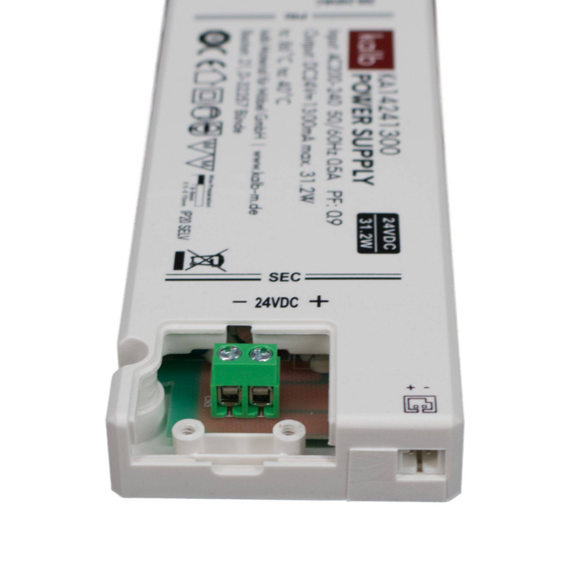 kalb | LED-Netzteil 24V DC Velion, TÜV-geprüft, ultraflach max. 17mm Höhe, IP20 zertifiziert, 230V auf 24V Trafo, 15W/30W/60W, für LED-Streifen &