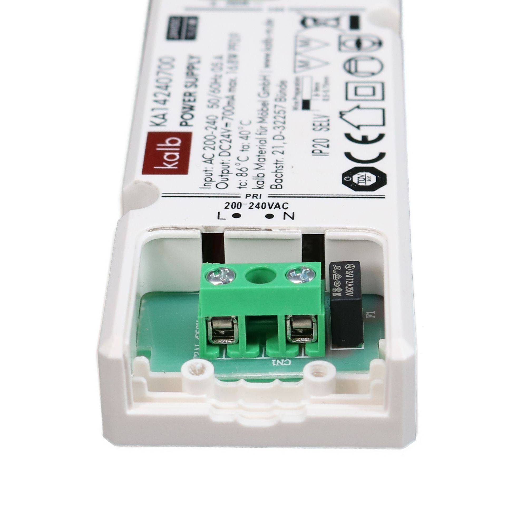 kalb | LED-Netzteil 24V DC Velion, TÜV-geprüft, ultraflach max. 17mm Höhe, IP20 zertifiziert, 230V auf 24V Trafo, 15W/30W/60W, für LED-Streifen &