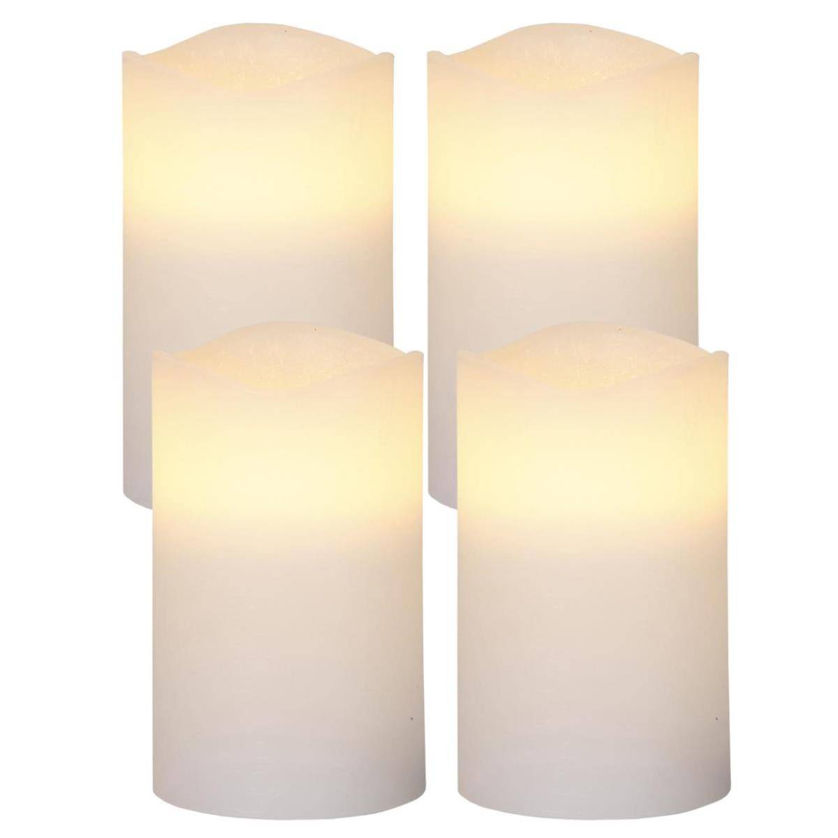 LED Kerzenset Echtwachs Advent Weihnachten flackernde LED Timer weiß 4er Set