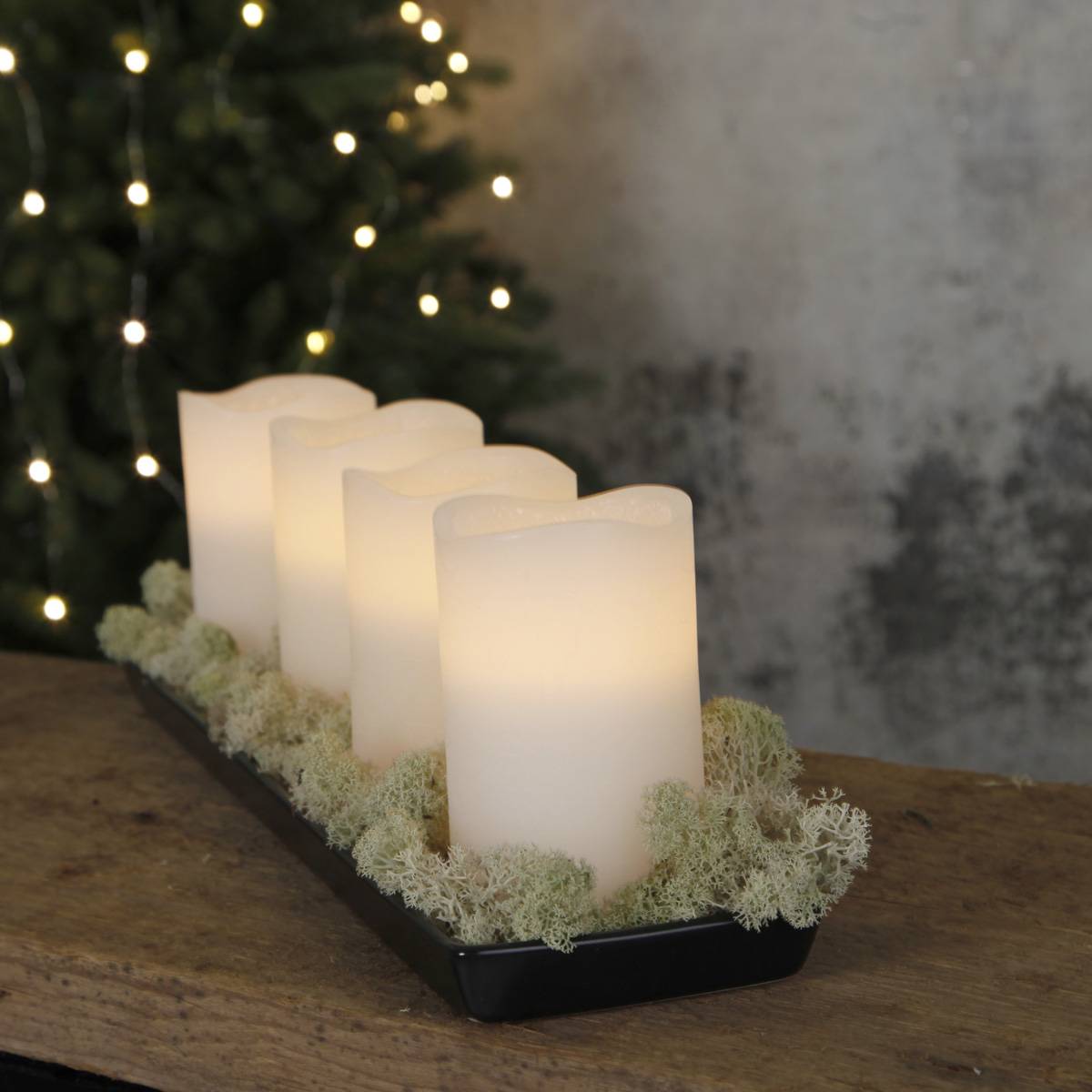 LED Kerzenset Echtwachs Advent Weihnachten flackernde LED Timer weiß 4er Set