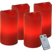 LED Kerzenset Adventskerzen Echtwachs flackernd Timer Fernbedienung rot 4er Set LED Kerzenset Adventskerzen Echtwachs flackernd Timer Fernbedienung rot 4er Set