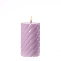 LED Kerze Twist Echtwachs gedrehte Stumpenkerze flackernd H: 15cm Timer flieder LED Kerze Twist Echtwachs gedrehte Stumpenkerze flackernd H: 15cm Timer flieder