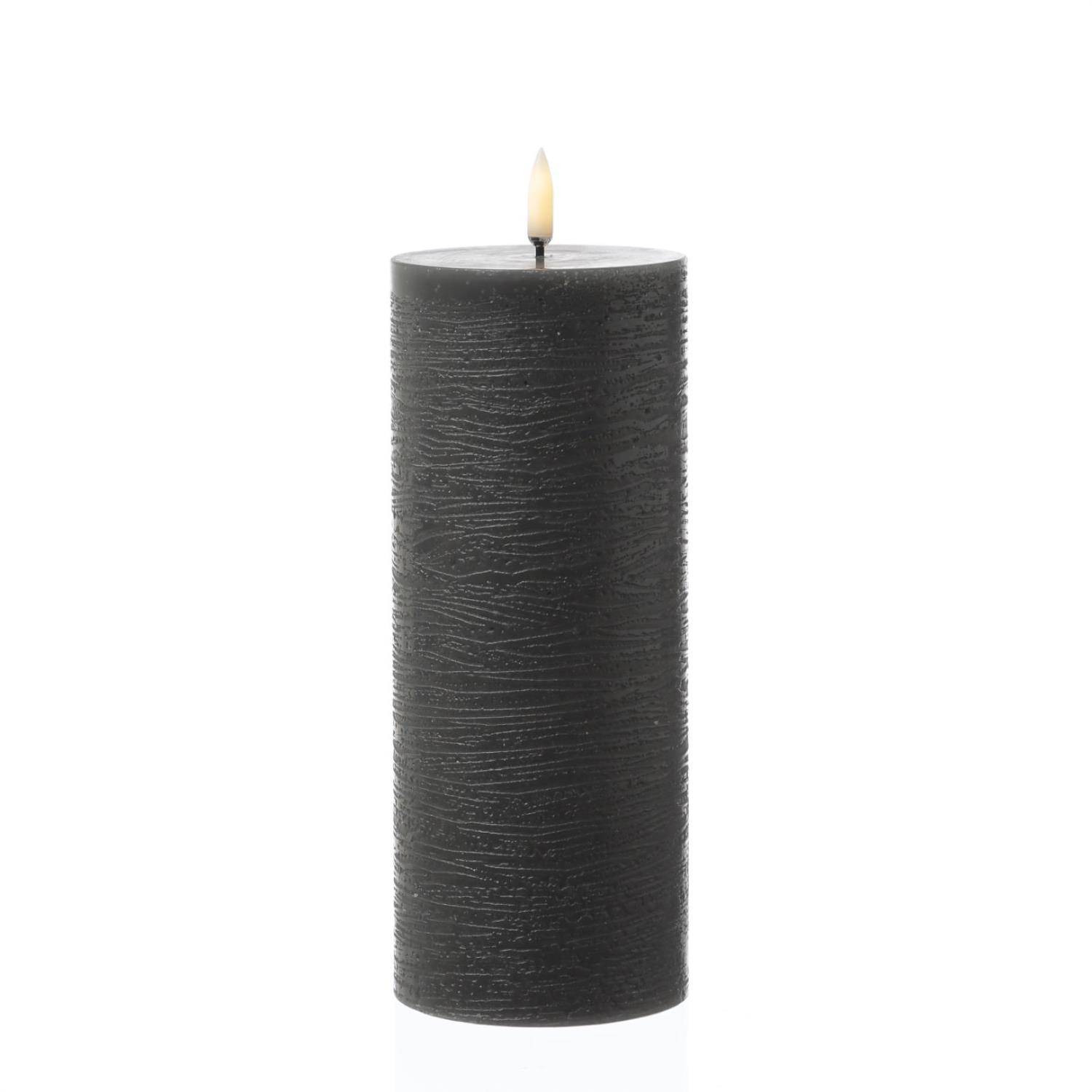 LED Kerze PIA Uyuni Rustik-Optik Echtwachs Timer H: 20cm bis zu 1000Std grau