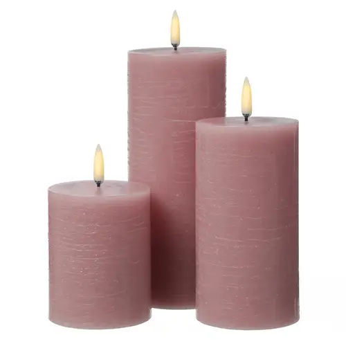 LED Kerze PIA Uyuni Rustik-Optik Echtwachs Timer H: 10cm bis zu 1000Std. Rosa LED Kerze PIA Uyuni Rustik-Optik Echtwachs Timer H: 10cm bis zu 1000Std. Rosa