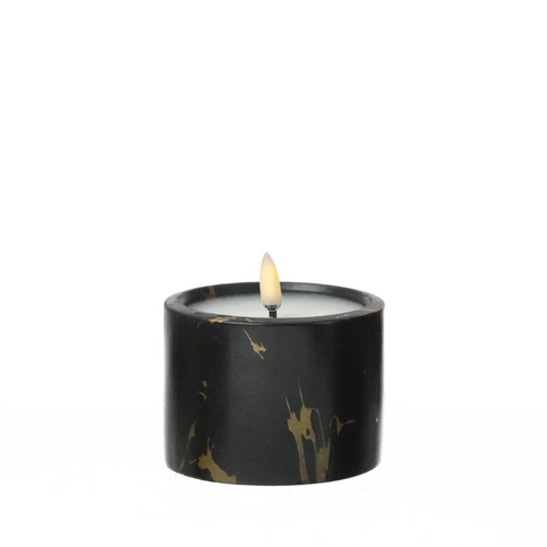 LED Kerze in Marmoroptik Zement Wachs 3D Flamme Timer H: 8,5cm D: 9cm schwarz LED Kerze in Marmoroptik Zement Wachs 3D Flamme Timer H: 8,5cm D: 9cm schwarz