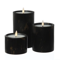 LED Kerze in Marmoroptik Zement Wachs 3D Flamme Timer H: 8,5cm D: 9cm schwarz LED Kerze in Marmoroptik Zement Wachs 3D Flamme Timer H: 8,5cm D: 9cm schwarz