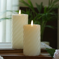 LED Kerze Twist Echtwachs gedrehte Stumpenkerze flackernd H: 15cm Timer creme LED Kerze Twist Echtwachs gedrehte Stumpenkerze flackernd H: 15cm Timer creme