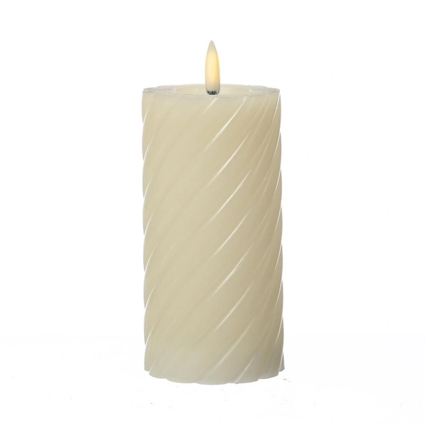 LED Kerze Twist Echtwachs gedrehte Stumpenkerze flackernd H: 17,5cm Timer creme LED Kerze Twist Echtwachs gedrehte Stumpenkerze flackernd H: 17,5cm Timer creme