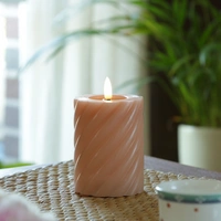 LED Kerze Twist Echtwachs gedrehte Stumpenkerze flackernd H:12,5cm Timer altrosa LED Kerze Twist Echtwachs gedrehte Stumpenkerze flackernd H:12,5cm Timer altrosa